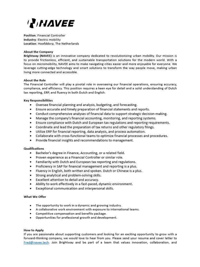 JD Financial Controller | PDF | Regulatory Compliance | Taxes