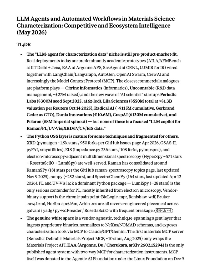 LLM Agents for Materials Characterization_ Competitive and Ecosystem ...