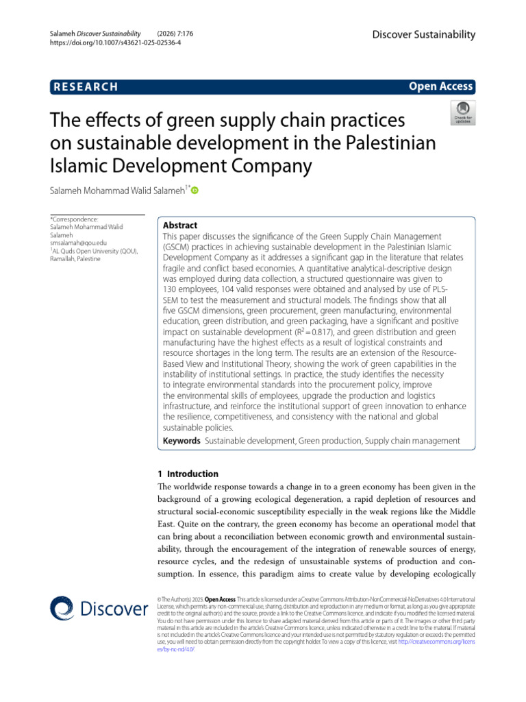 The Effects of Green Supply Chain Practices on Sustainable Development ...