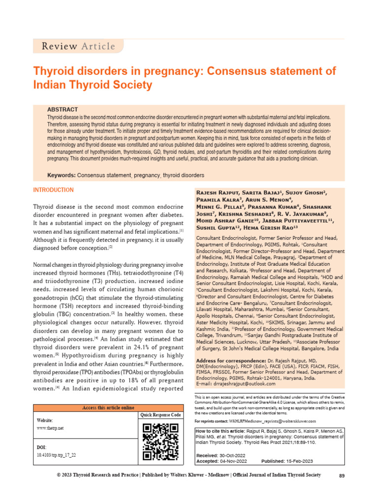 Thyroid Disorders in Pregnancy Consensus.1 | PDF | Hypothyroidism | Thyroid