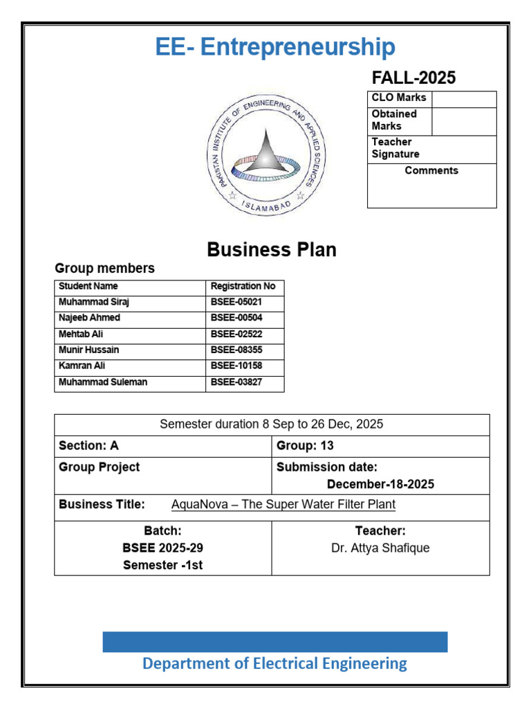 Business Plan Final Group 13 Entre 2 | PDF | Internet Of Things | Water
