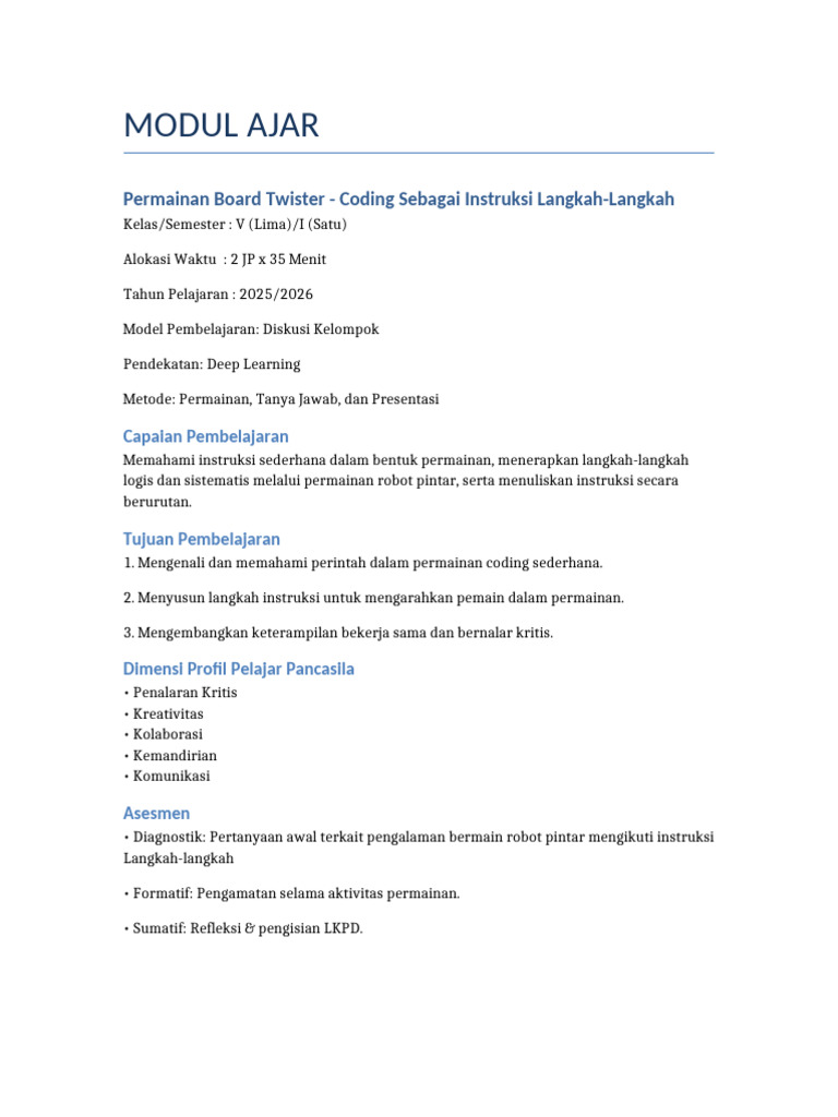 Modul Ajar Twister Coding | PDF