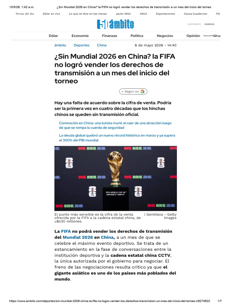 Sin Mundial 2026 en China | PDF | China | Política mundial