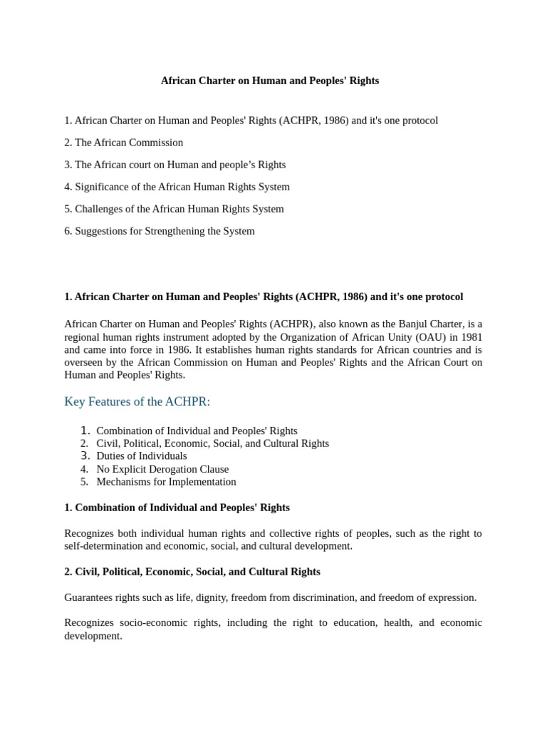 African Charter On Human and Peoples' Rights | PDF | Human Rights ...