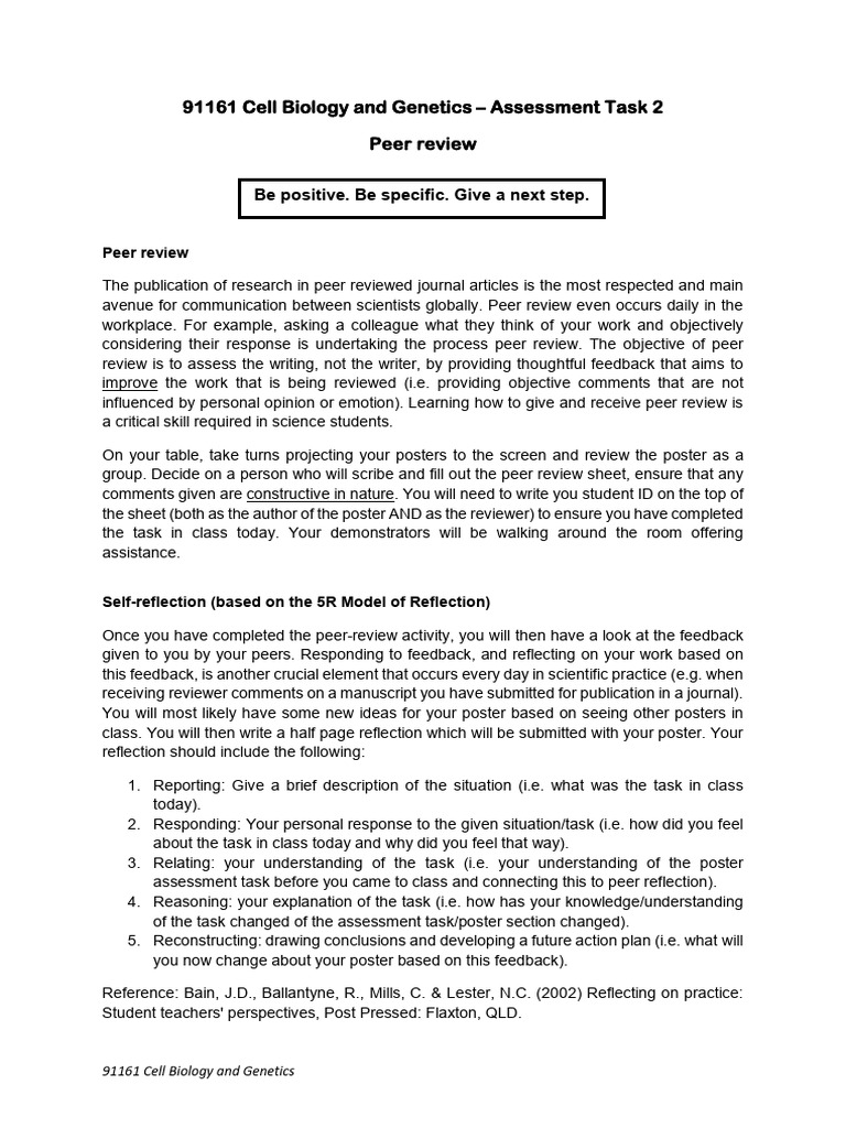 91161+Peer+Review+Handout | PDF | Peer Review | Cognitive Science