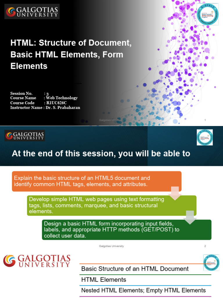 L3_Structure of an HTML5 Document, Basic HTML Elements, Form Elements ...