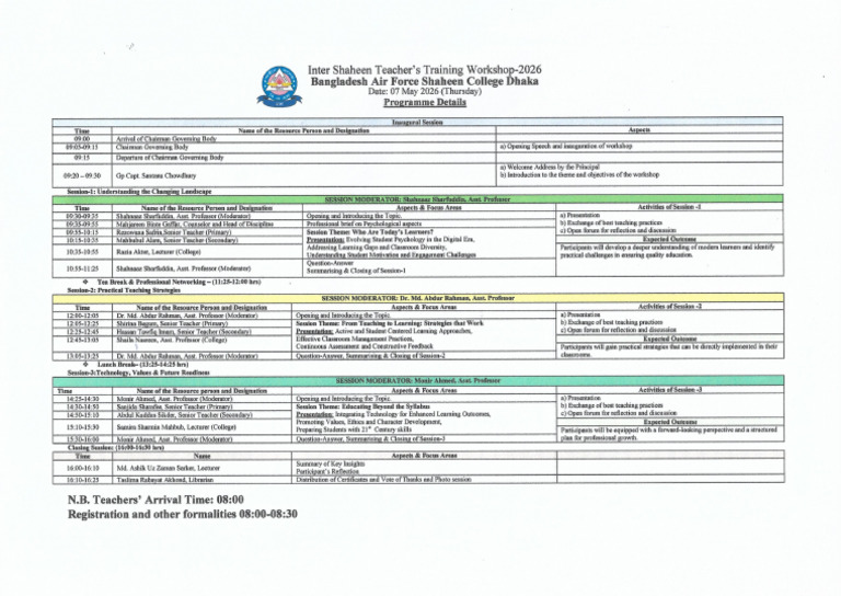 Workshop - 2026 (Programme Details) | PDF