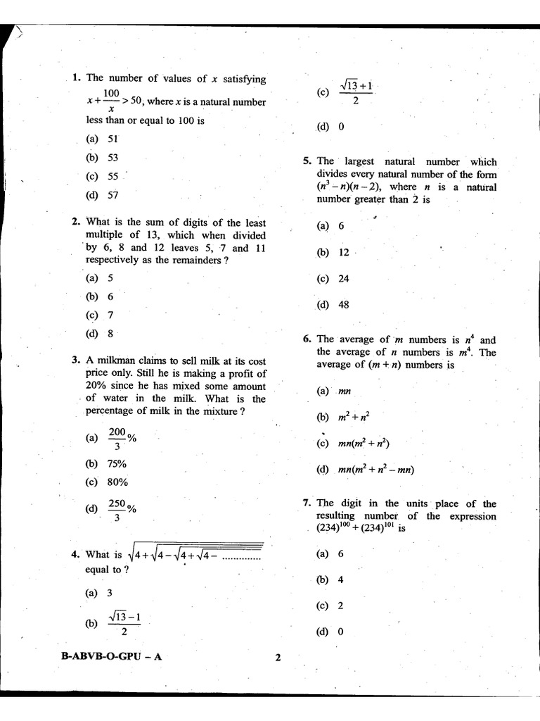 Edited Question Paper 10th Level Maths Three | PDF
