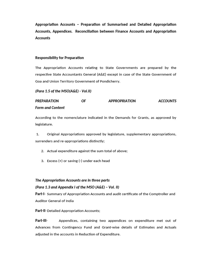 Appropriation Accounts | PDF | Expense | Budget