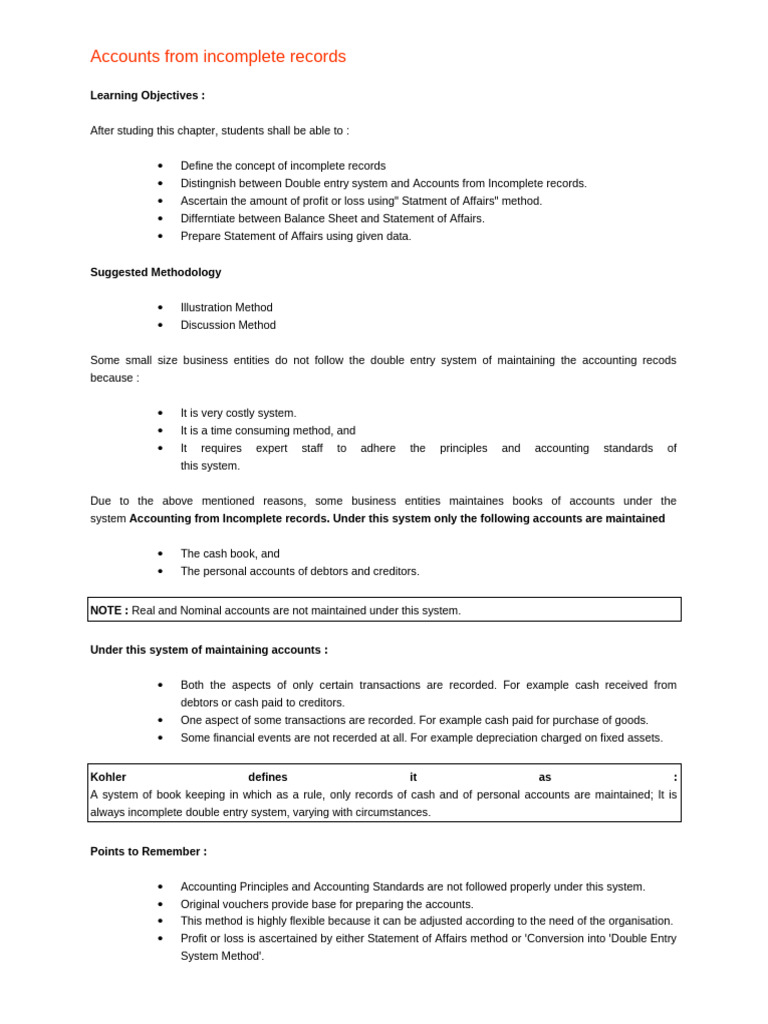 Accounts From Incomplete Records | PDF | Balance Sheet | Economies