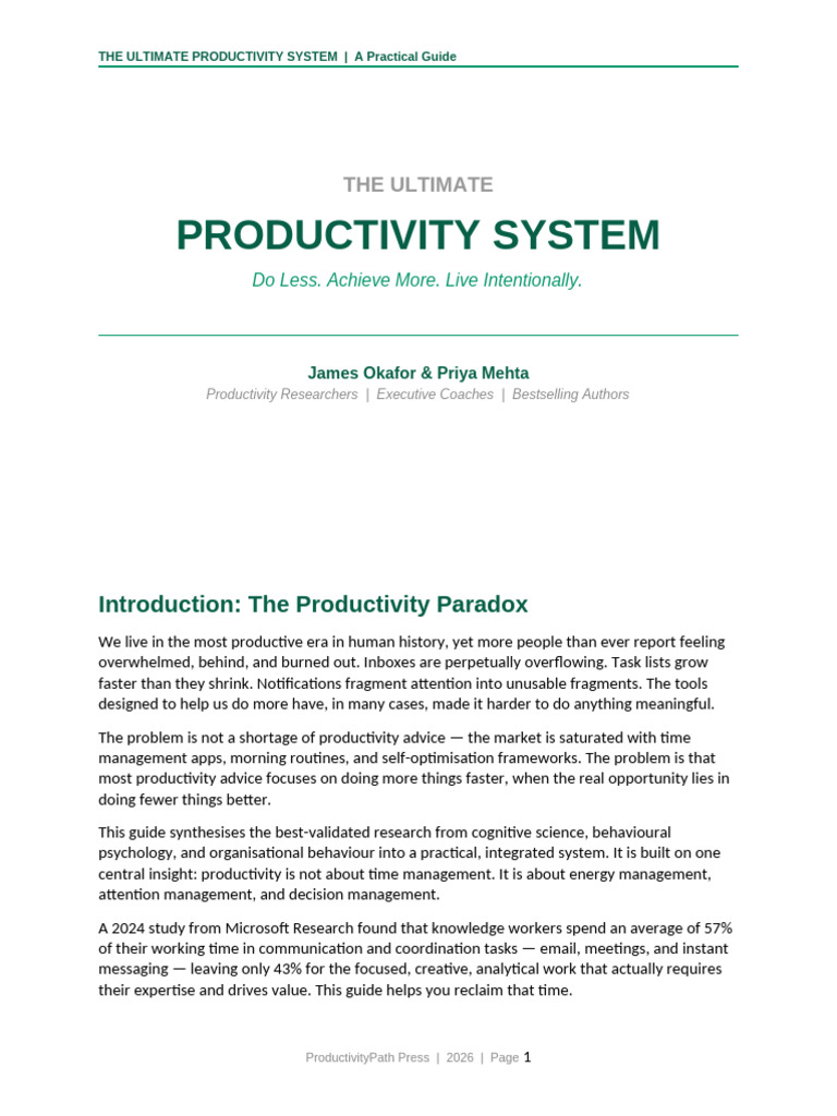 07 Productivity System | PDF | Sleep | Habits