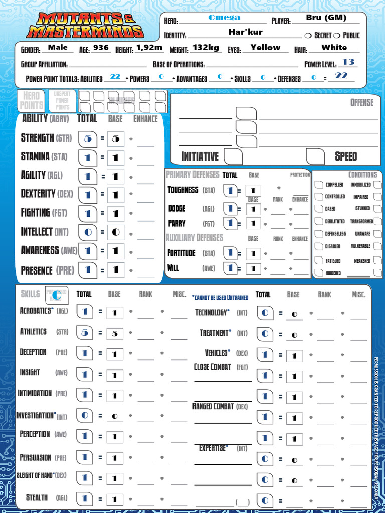M&M 3rd Firesage's Character Sheet - Omega | PDF