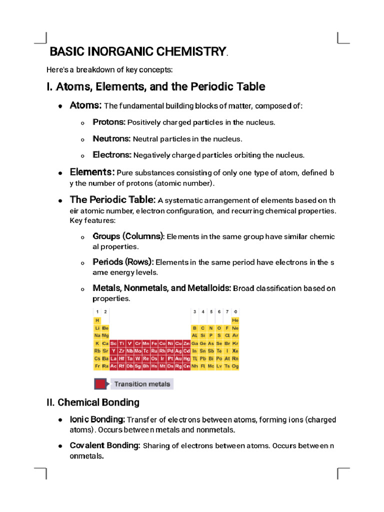 Basic Inorganic Chemistry Notes_Phoenix | PDF