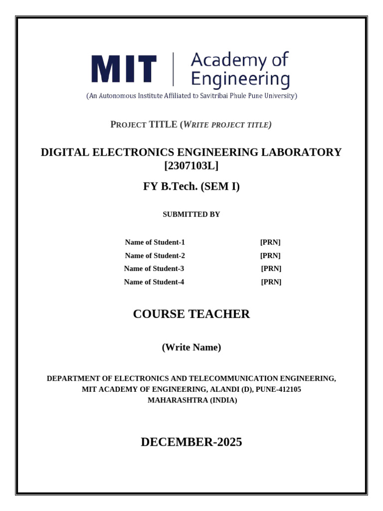 DEE- Project Report Format-DeC 2025 | PDF | Electronics | Computer ...