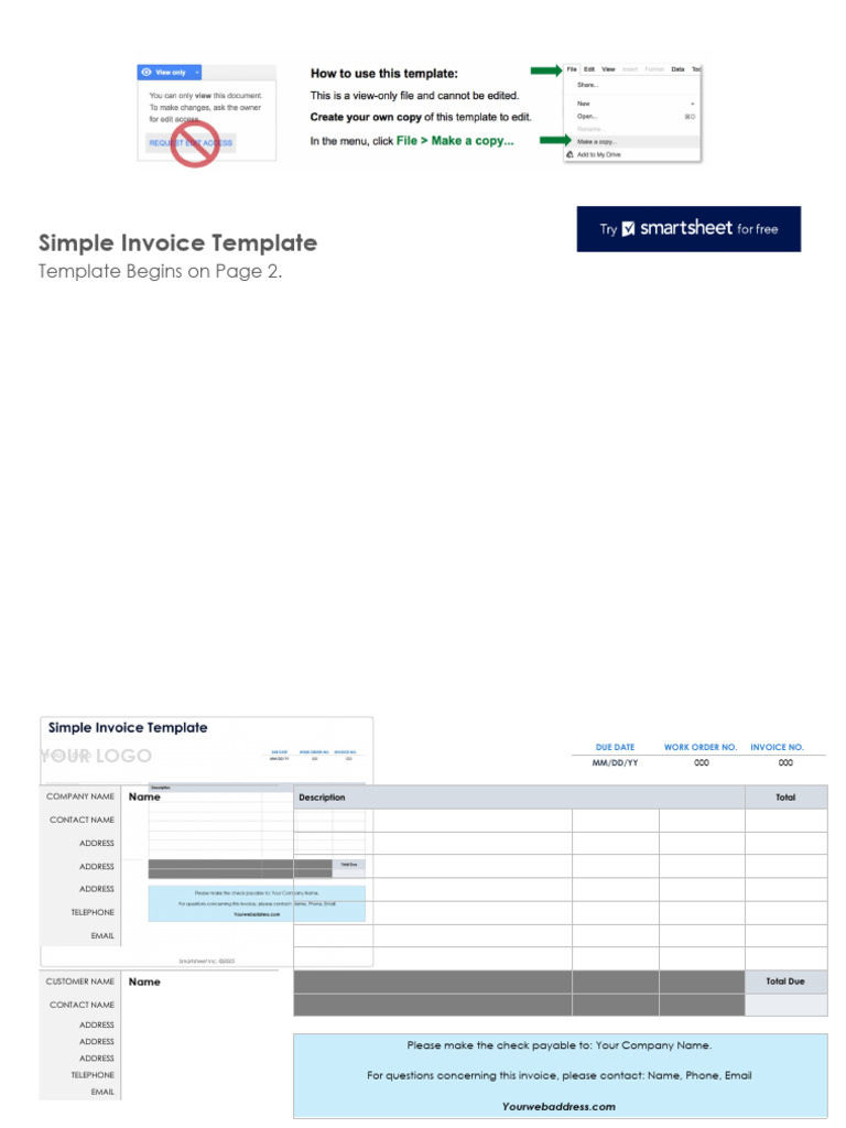 IC Simple Invoice Template Google Docs | PDF