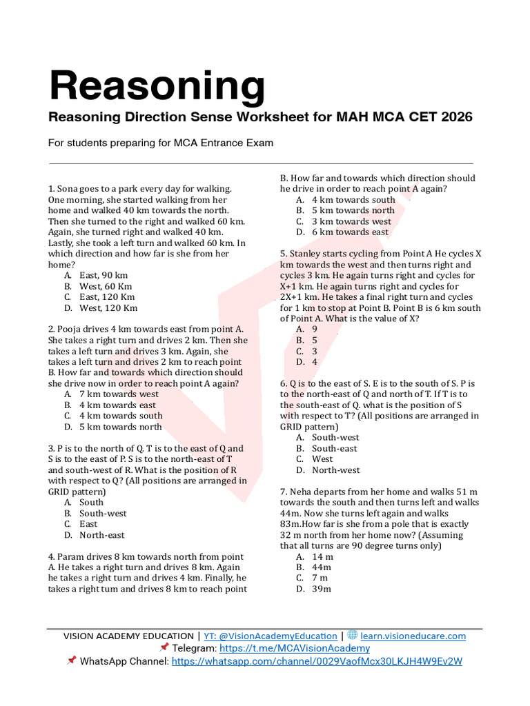 Day 2 - Reasoning Directions Sense Worksheet | PDF | Chess Theory ...