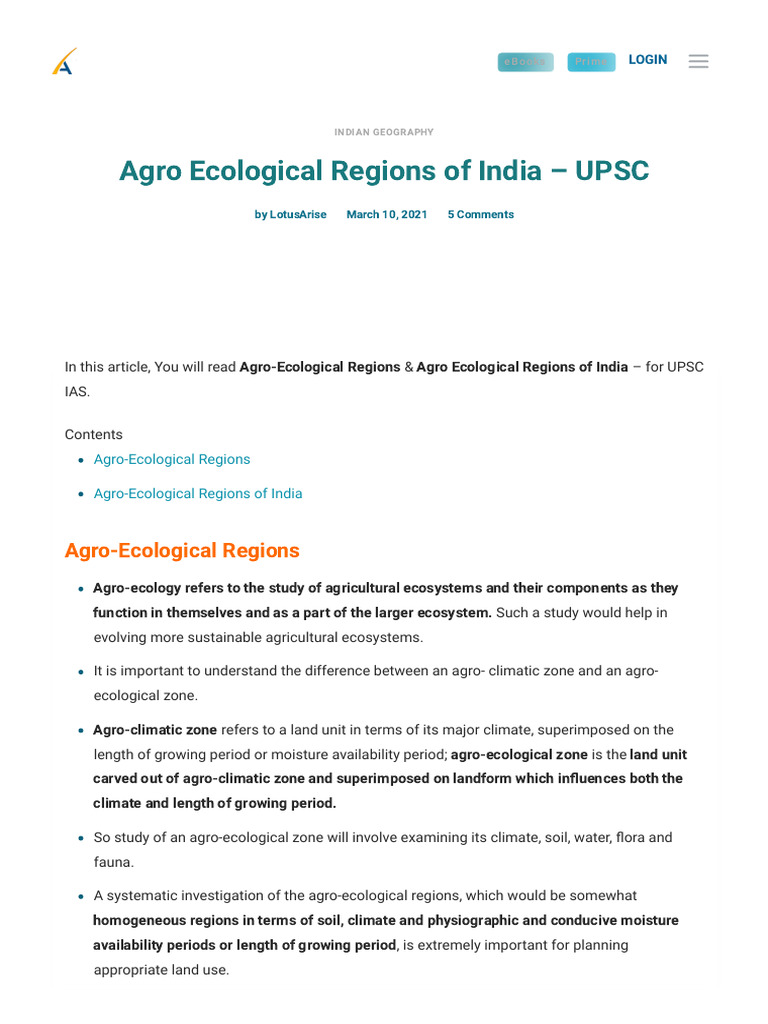 Agro Ecological Regions of India | PDF | Agriculture | Soil