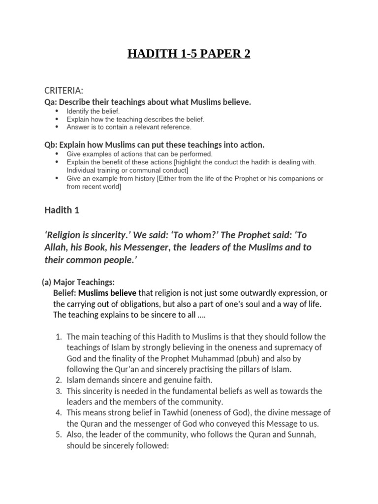 Hadith 1-5 | PDF