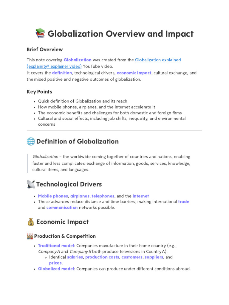 Globalization explained (explainity® explainer video) | PDF ...