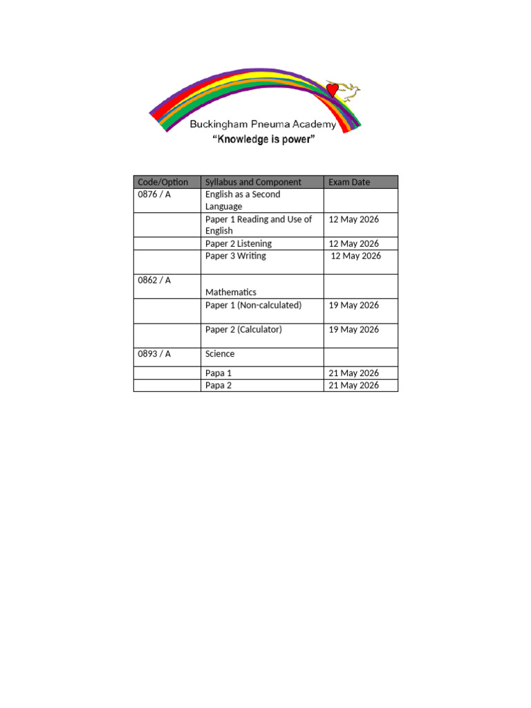 Checkpoint 2026 Timetable.docx Friday 3 | PDF