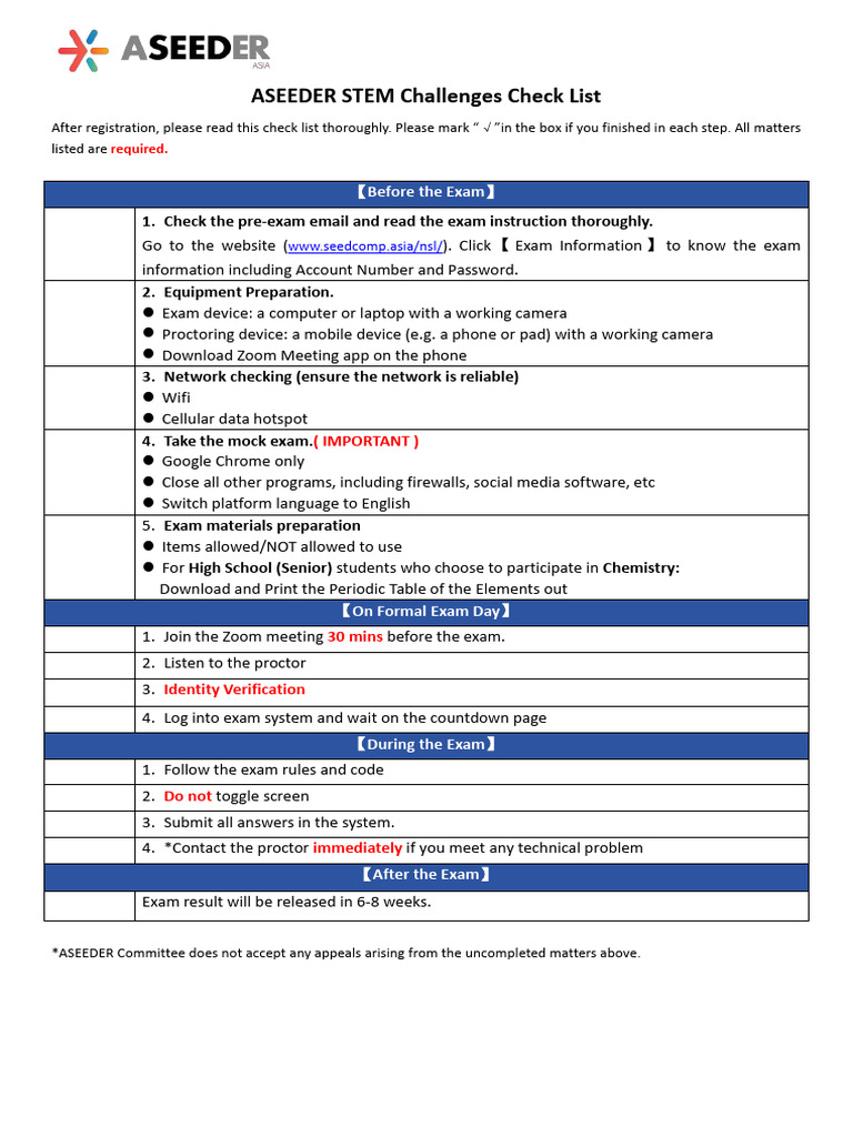 【Must Read 2】ASEEDER STEM Challenges Checklist for Students at Home ...