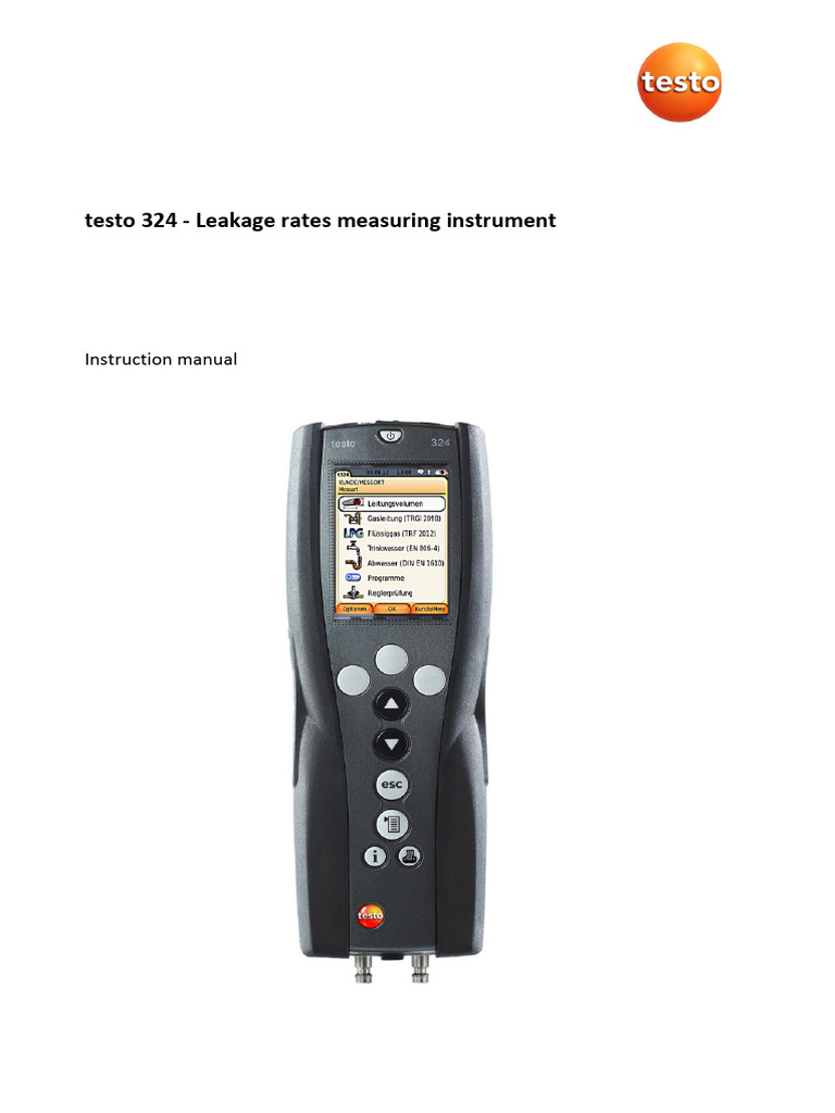 Testo 324 Instruction Manual | PDF | Mains Electricity | Menu (Computing)