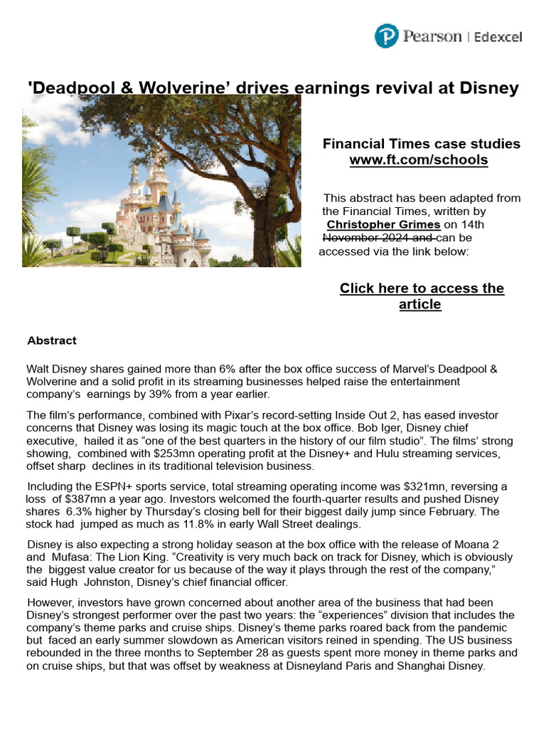 gcse-case-study-47-deadpool-november-2024-a | PDF | The Walt Disney Company