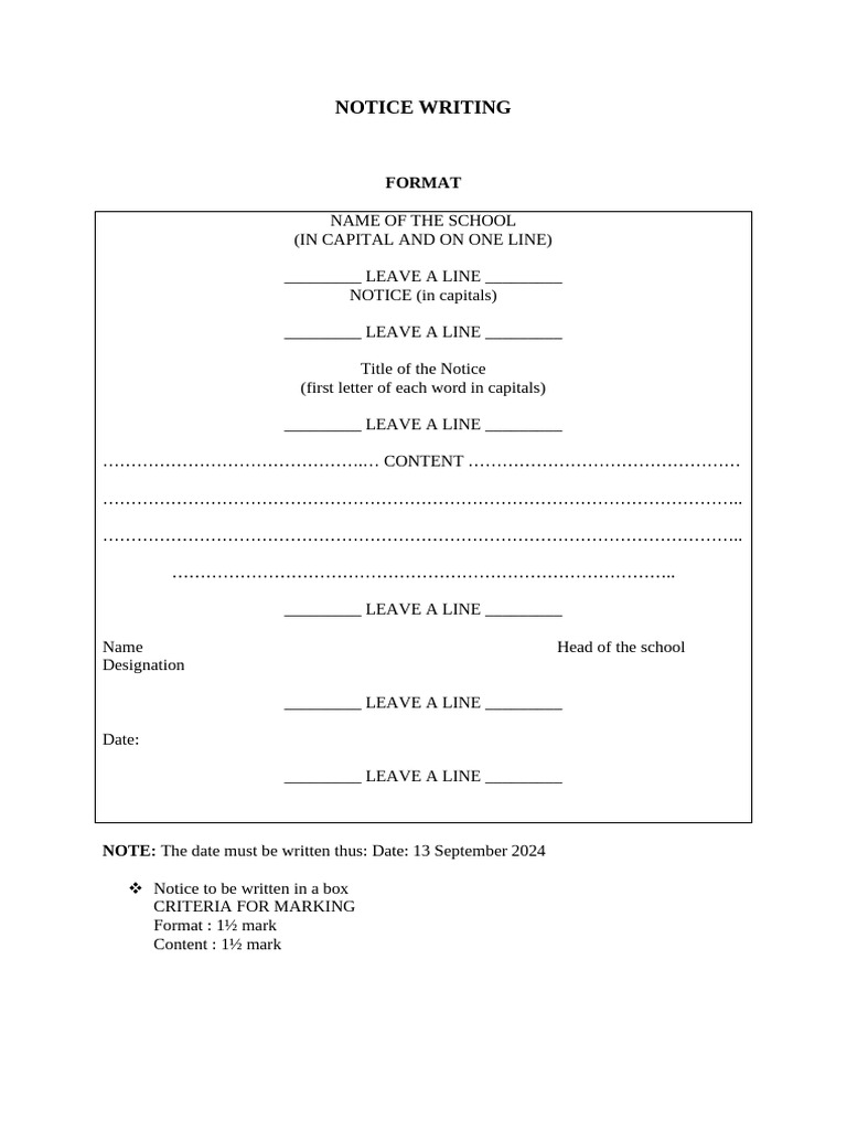 Notice Writing 1 | PDF