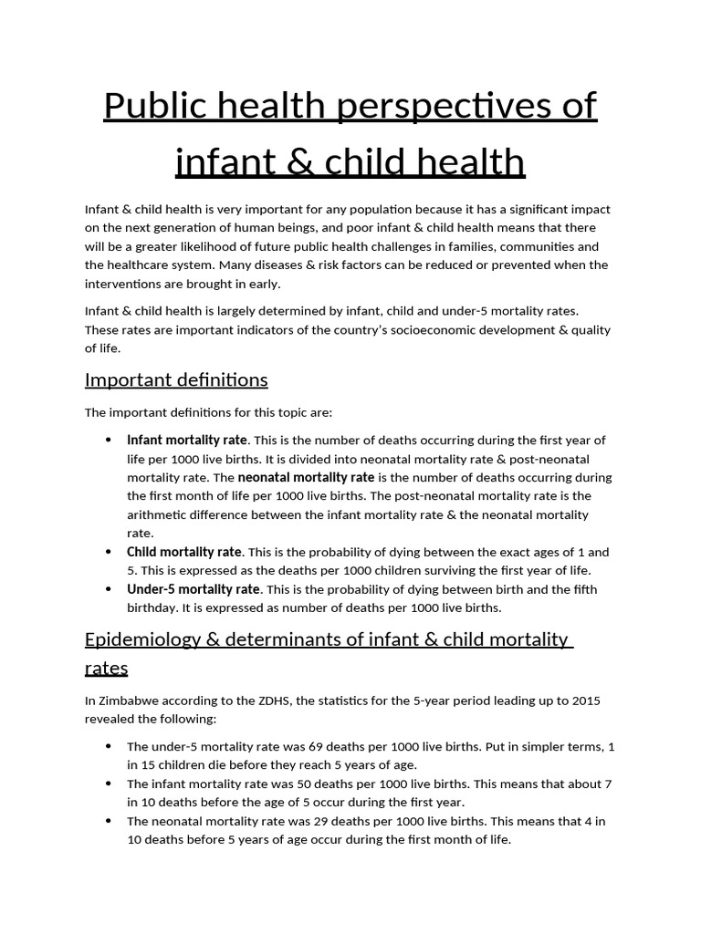Public Health Perspectives of Infant & Child Health | PDF | Infant ...