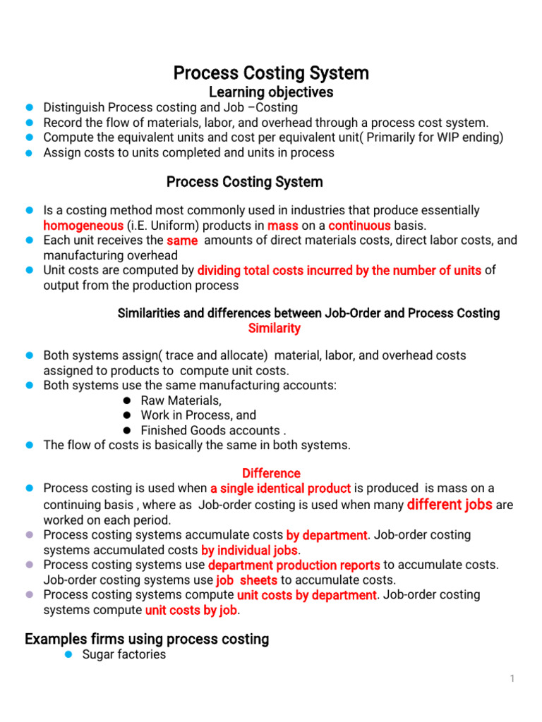 Process Costing System A4220 | PDF