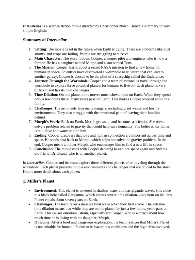INTERSTELLAR MOVIE QUESTION | PDF | Astronomy | Outer Space