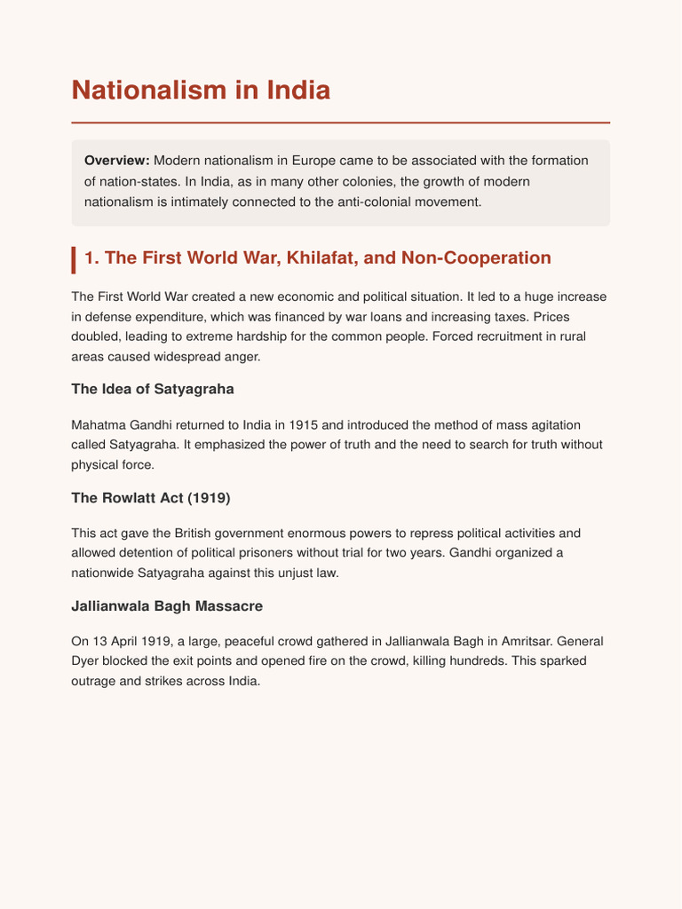 Class 10 SST Nationalism in India | PDF | Indian Nationalism | Indian ...
