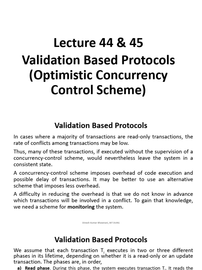 Lec 44 & 45 Validation Based Protocol | PDF | Computing | Databases