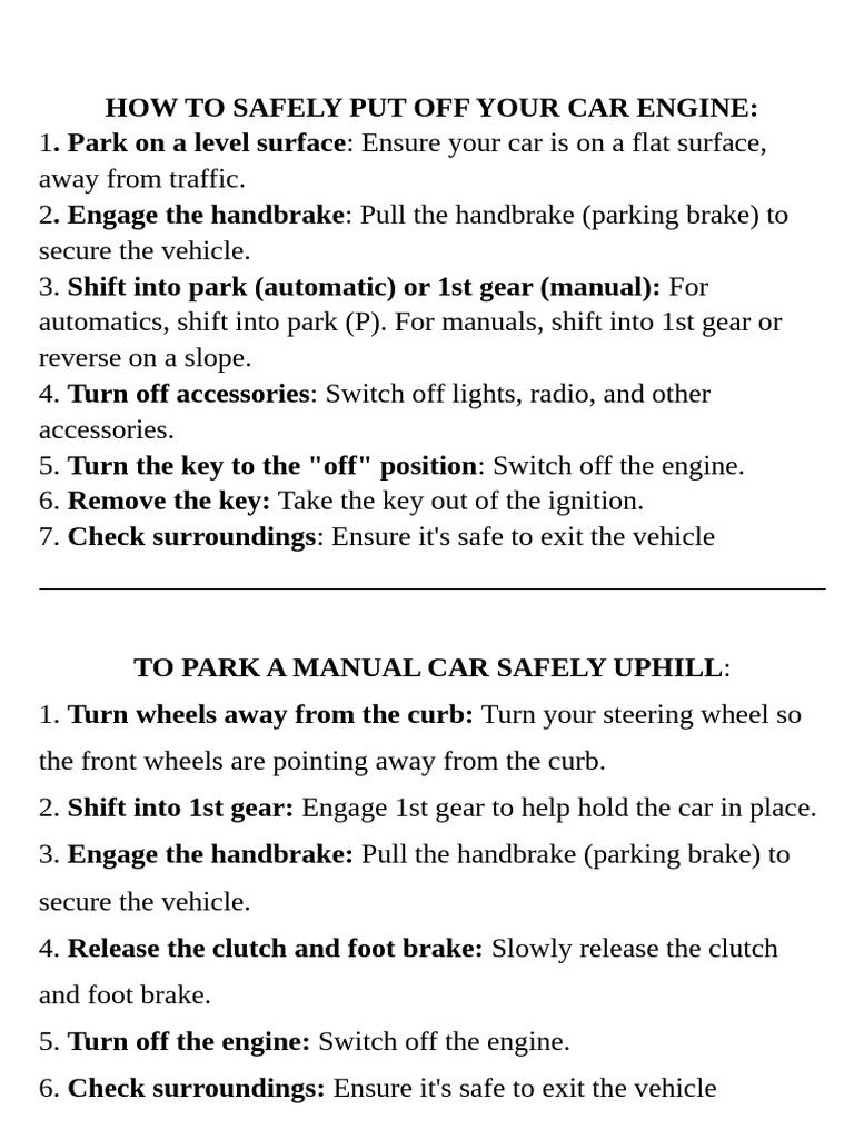 How to Safely Put Off Your Car Engine | PDF