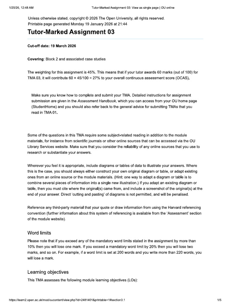 Tutor-Marked Assignment 03 | PDF