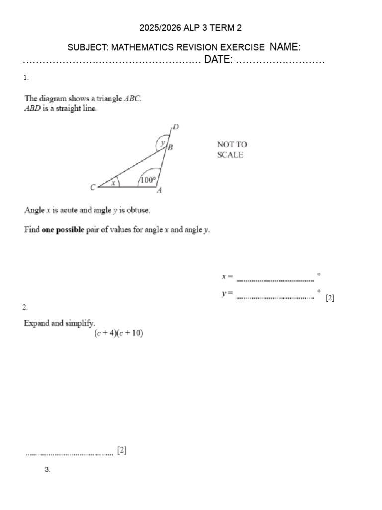 Alp 3 Revision Exercise 2 | PDF