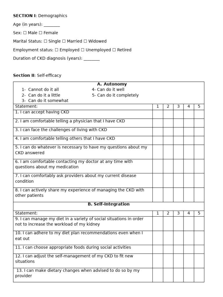 Survey Tool CKD 10 Copy 2 | PDF | Chronic Kidney Disease | Medical ...