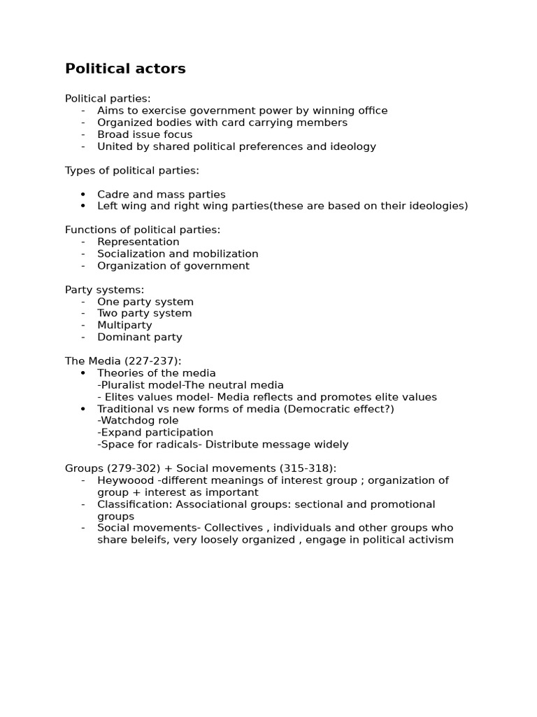 Political Actors | PDF