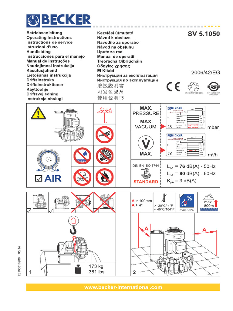 VACUUM PUMPS BECKER SV 5.1050-1_438942_467 | PDF