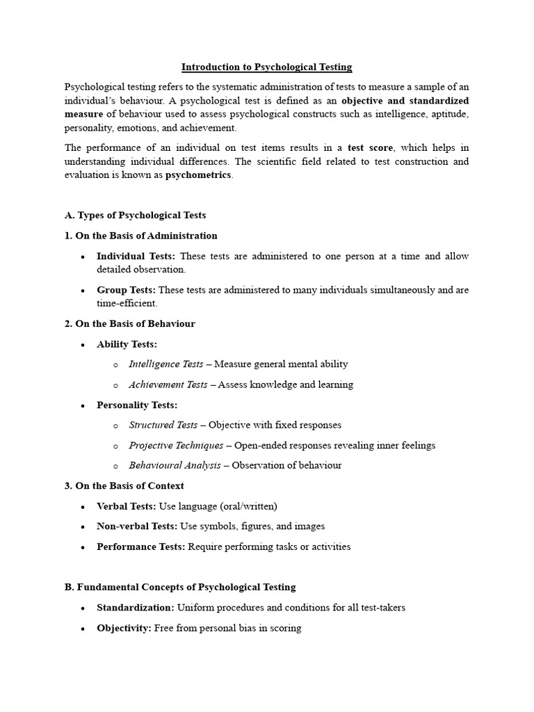 Introduction to Psychological Testing | PDF | Validity (Statistics ...