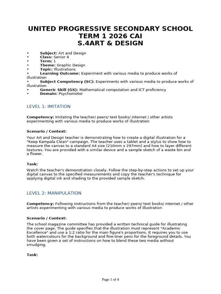 s4 Art Design Cai Term I 2026 | PDF | Illustration | Image