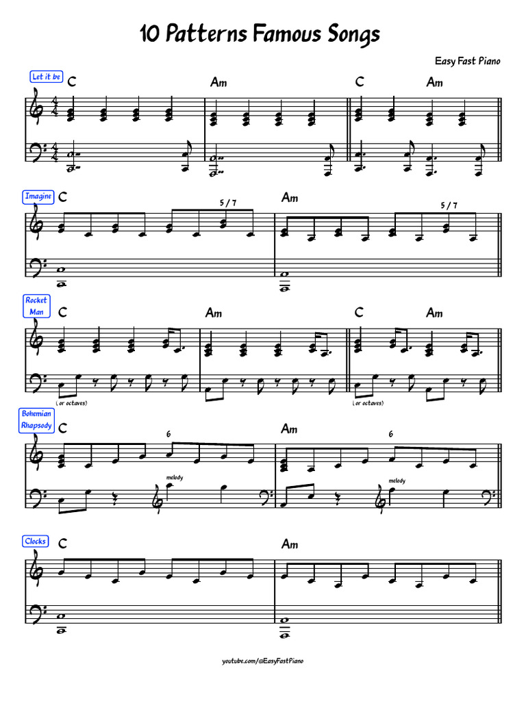10 Patterns Famous Songs | PDF | Musical Compositions | Musical Forms