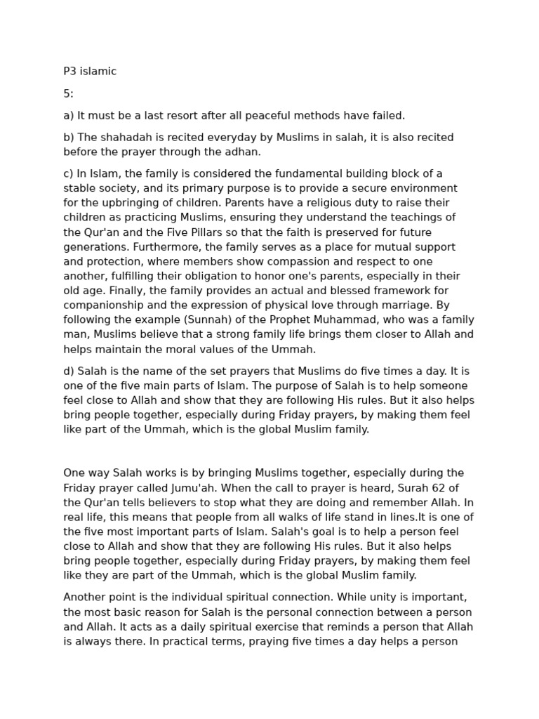 islamic past paper | PDF | Monotheism | Islamic Ethics