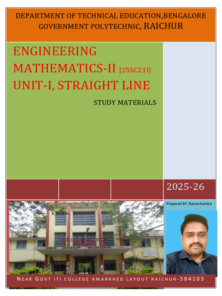 25sc21i Unit-1 Stright Line | PDF | Line (Geometry) | Analytic Geometry