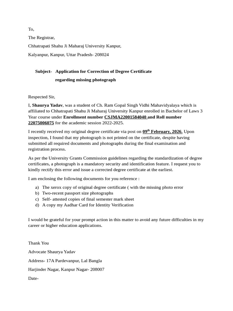 Application Format to University | PDF