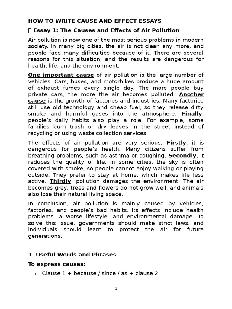 How to write cause and effect essays. docx | PDF | Cost Of Living | Air ...