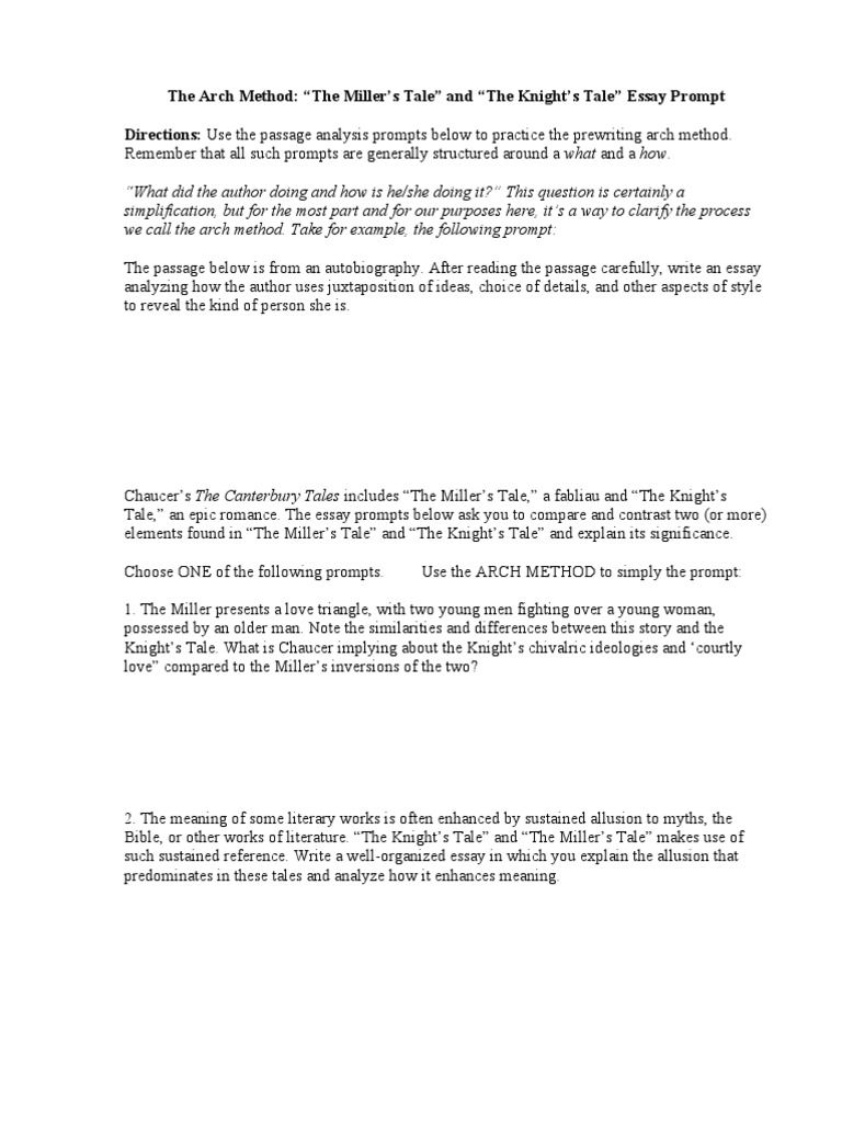 The Canterbury Tales Essay Prompt The Canterbury Tales Geoffrey Chaucer
