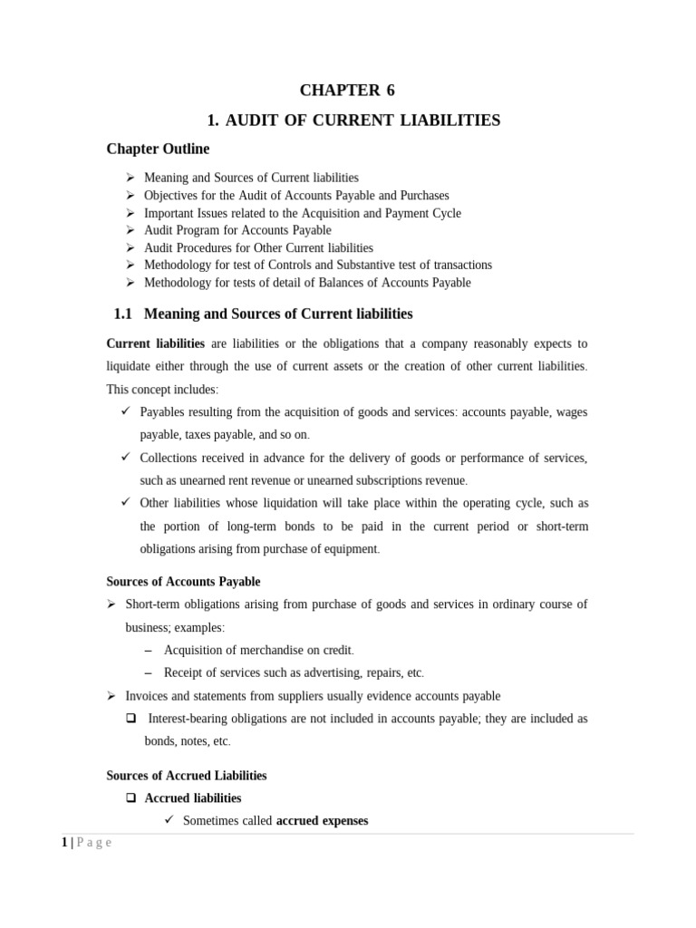 Audit II Chapter 6 | PDF | Accounts Payable | Debits And Credits