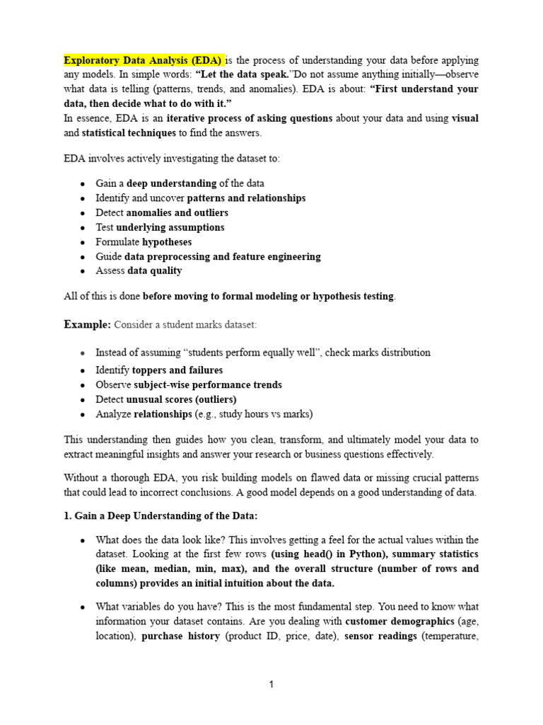 Unit-III (Exploratory Data Analysis (EDA)).Docx | PDF | Statistics ...