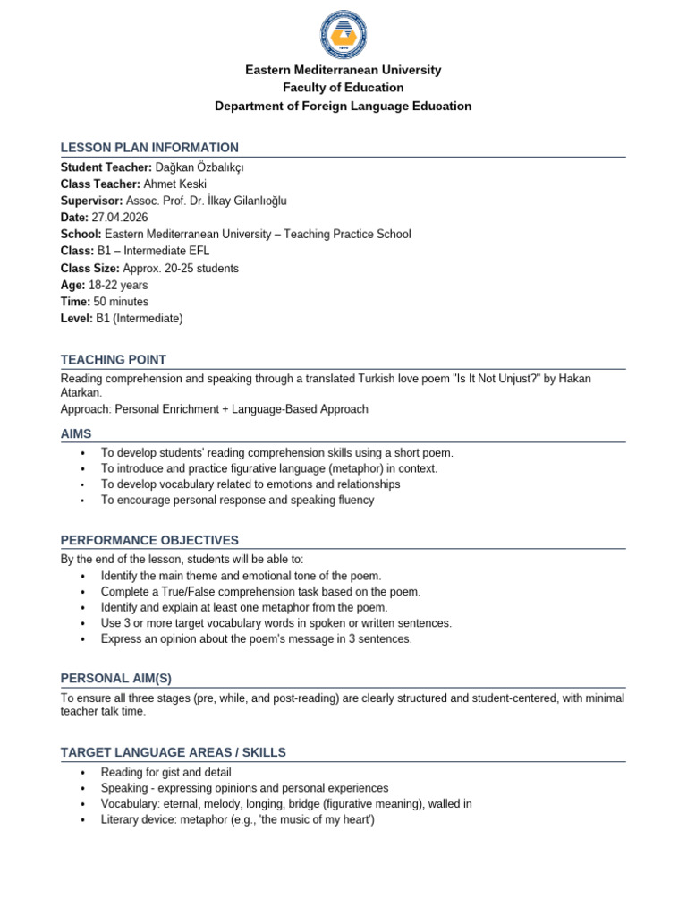 Lesson Plan Micro Teaching | PDF | Reading Comprehension | Vocabulary